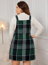 Load image into Gallery viewer, Honey Plus Size Plaid Wide Strap Overall Dress
