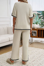 Load image into Gallery viewer, Devine Contrast Trim Half Sleeve Top and Pants Set
