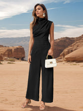 Load image into Gallery viewer, Perfee Ruched Mock Neck Sleeveless Jumpsuit
