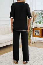 Load image into Gallery viewer, Devine Contrast Trim Half Sleeve Top and Pants Set
