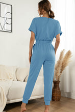 Load image into Gallery viewer, Surplice Neck Tied Short Sleeve Jumpsuit
