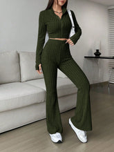 Load image into Gallery viewer, Honey Zip Up Long Sleeve Top and Pants Set
