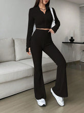 Load image into Gallery viewer, Honey Zip Up Long Sleeve Top and Pants Set
