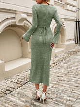 Load image into Gallery viewer, Devine Tied Round Neck Long Sleeve Midi Dress
