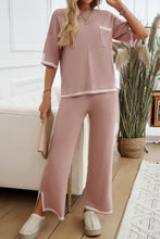 Load image into Gallery viewer, Devine Contrast Trim Half Sleeve Top and Pants Set
