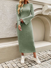 Load image into Gallery viewer, Devine Tied Round Neck Long Sleeve Midi Dress
