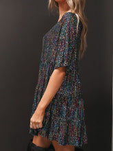 Load image into Gallery viewer, Full Size Sequin Round Neck Half Sleeve Mini Dress
