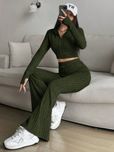 Load image into Gallery viewer, Honey Zip Up Long Sleeve Top and Pants Set
