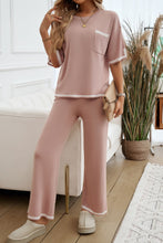 Load image into Gallery viewer, Devine Contrast Trim Half Sleeve Top and Pants Set
