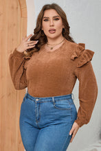 Load image into Gallery viewer, Plus Size Ruffled Round Neck Long Sleeve T-Shirt
