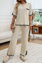 Load image into Gallery viewer, Devine Contrast Trim Half Sleeve Top and Pants Set
