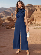 Load image into Gallery viewer, Perfee Ruched Mock Neck Sleeveless Jumpsuit
