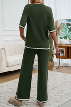 Load image into Gallery viewer, Devine Contrast Trim Half Sleeve Top and Pants Set
