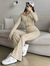 Load image into Gallery viewer, Honey Zip Up Long Sleeve Top and Pants Set
