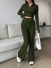 Load image into Gallery viewer, Honey Zip Up Long Sleeve Top and Pants Set
