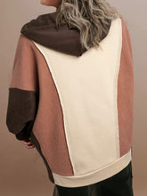 Load image into Gallery viewer, Plus Size Color Block Long Sleeve Hoodie
