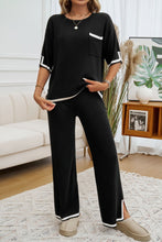 Load image into Gallery viewer, Devine Contrast Trim Half Sleeve Top and Pants Set
