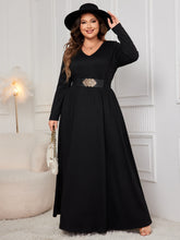 Load image into Gallery viewer, Honey Plus Size Cutout V-Neck Long Sleeve Maxi Dress
