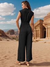 Load image into Gallery viewer, Perfee Ruched Mock Neck Sleeveless Jumpsuit
