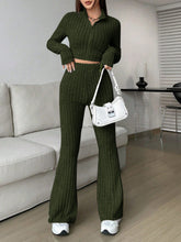 Load image into Gallery viewer, Honey Zip Up Long Sleeve Top and Pants Set
