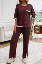 Load image into Gallery viewer, Devine Contrast Trim Half Sleeve Top and Pants Set
