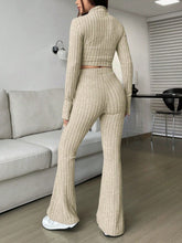 Load image into Gallery viewer, Honey Zip Up Long Sleeve Top and Pants Set
