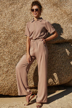 Load image into Gallery viewer, Zip Up Short Sleeve Collared Jumpsuit
