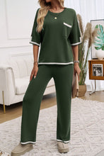 Load image into Gallery viewer, Devine Contrast Trim Half Sleeve Top and Pants Set
