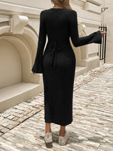 Load image into Gallery viewer, Devine Tied Round Neck Long Sleeve Midi Dress
