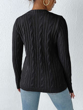 Load image into Gallery viewer, Cable-Knit Round Neck Long Sleeve Sweater
