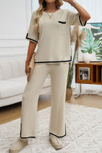 Load image into Gallery viewer, Devine Contrast Trim Half Sleeve Top and Pants Set
