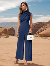 Load image into Gallery viewer, Perfee Ruched Mock Neck Sleeveless Jumpsuit
