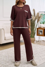 Load image into Gallery viewer, Devine Contrast Trim Half Sleeve Top and Pants Set
