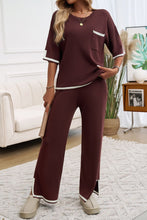 Load image into Gallery viewer, Devine Contrast Trim Half Sleeve Top and Pants Set
