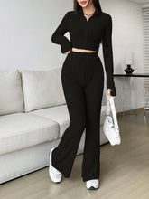 Load image into Gallery viewer, Honey Zip Up Long Sleeve Top and Pants Set
