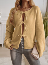 Load image into Gallery viewer, Devine Tied Round Neck Dropped Shoulder Cardigan
