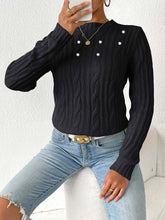 Load image into Gallery viewer, Cable-Knit Round Neck Long Sleeve Sweater
