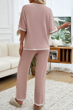 Load image into Gallery viewer, Devine Contrast Trim Half Sleeve Top and Pants Set
