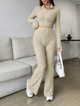 Load image into Gallery viewer, Honey Zip Up Long Sleeve Top and Pants Set
