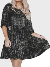 Load image into Gallery viewer, Full Size Sequin Round Neck Half Sleeve Mini Dress
