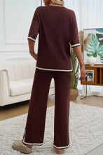 Load image into Gallery viewer, Devine Contrast Trim Half Sleeve Top and Pants Set
