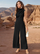 Load image into Gallery viewer, Perfee Ruched Mock Neck Sleeveless Jumpsuit
