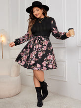 Load image into Gallery viewer, Honey Plus Size Tied Printed Long Sleeve Dress
