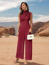 Load image into Gallery viewer, Perfee Ruched Mock Neck Sleeveless Jumpsuit
