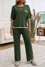 Load image into Gallery viewer, Devine Contrast Trim Half Sleeve Top and Pants Set
