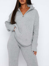 Load image into Gallery viewer, Quarter Zip Long Sleeve Top and Pants Set
