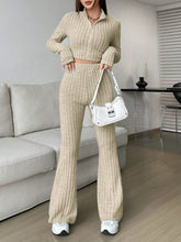 Load image into Gallery viewer, Honey Zip Up Long Sleeve Top and Pants Set
