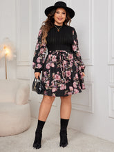 Load image into Gallery viewer, Honey Plus Size Tied Printed Long Sleeve Dress
